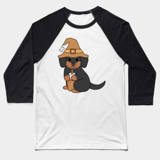 Black Pumpkin Spice Dachshund Baseball T-Shirt